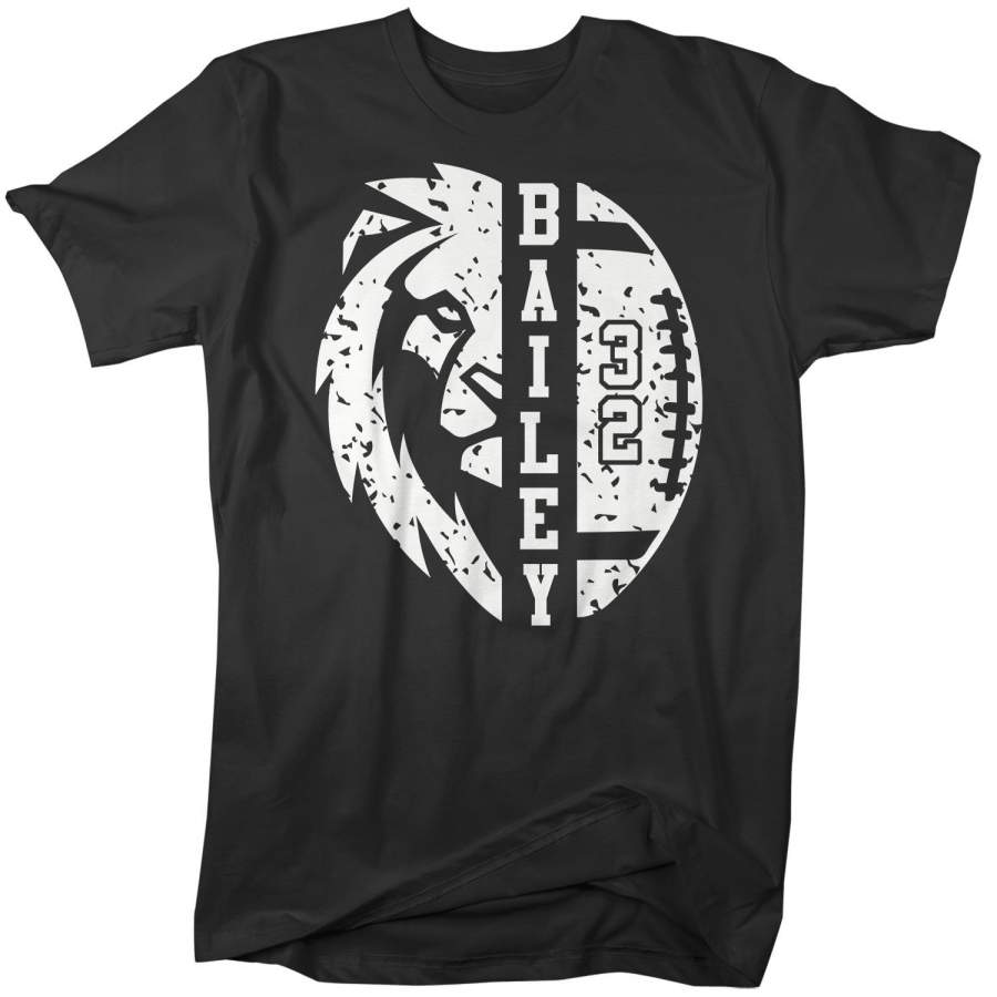 Men’s Personalized Lions Football T Shirt Custom Lion Football Shirts Football Dad T Shirt Personalized Shirts