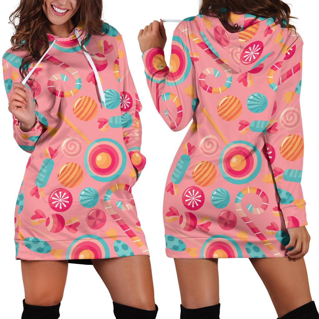 Colorful Candy Pattern Women’S Hoodie Dress