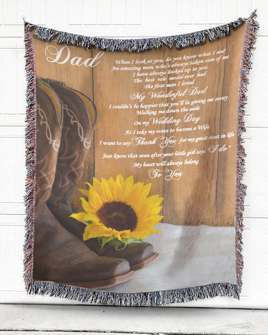 Woven Throw For Father Wedding Day Gift, What I See In Dad, Cotton Blanket