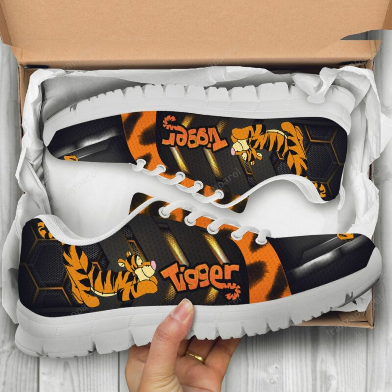 Tigger Winnie The Pooh Print Sneakers, Women’S Sneakers, Handmade Crafted Sneaker White Shoes Birthday Gift Fashion Fly Sneakers