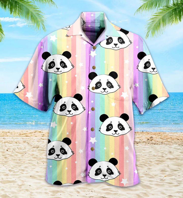 Panda Rainbow Colorful 3D Hawaiian Shirt