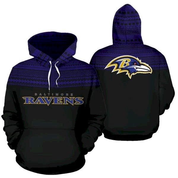 Baltimore Ravens Maori Tattoo Black Blue 99 Unisex 3D Hoodie Gift For Fans