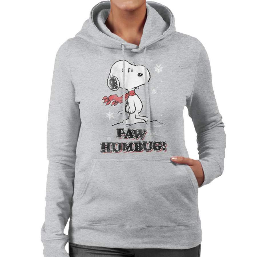 Peanuts Christmas Paw Humbug Snoopy Women’s Hooded Sweatshirt