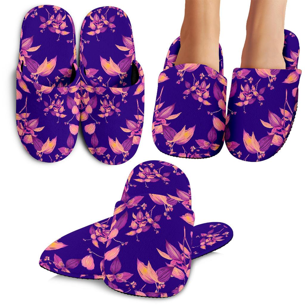 Purple Tropical Hawaii Pattern Print Slippers Ha103421