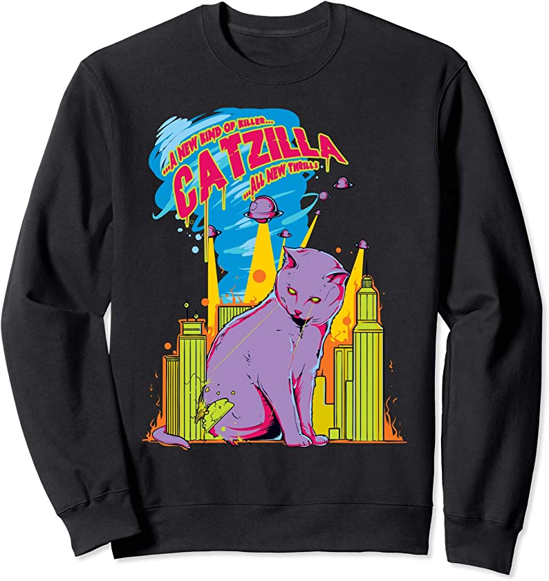 Vintage Catzilla Cat Kitten Lover Sweatshirt