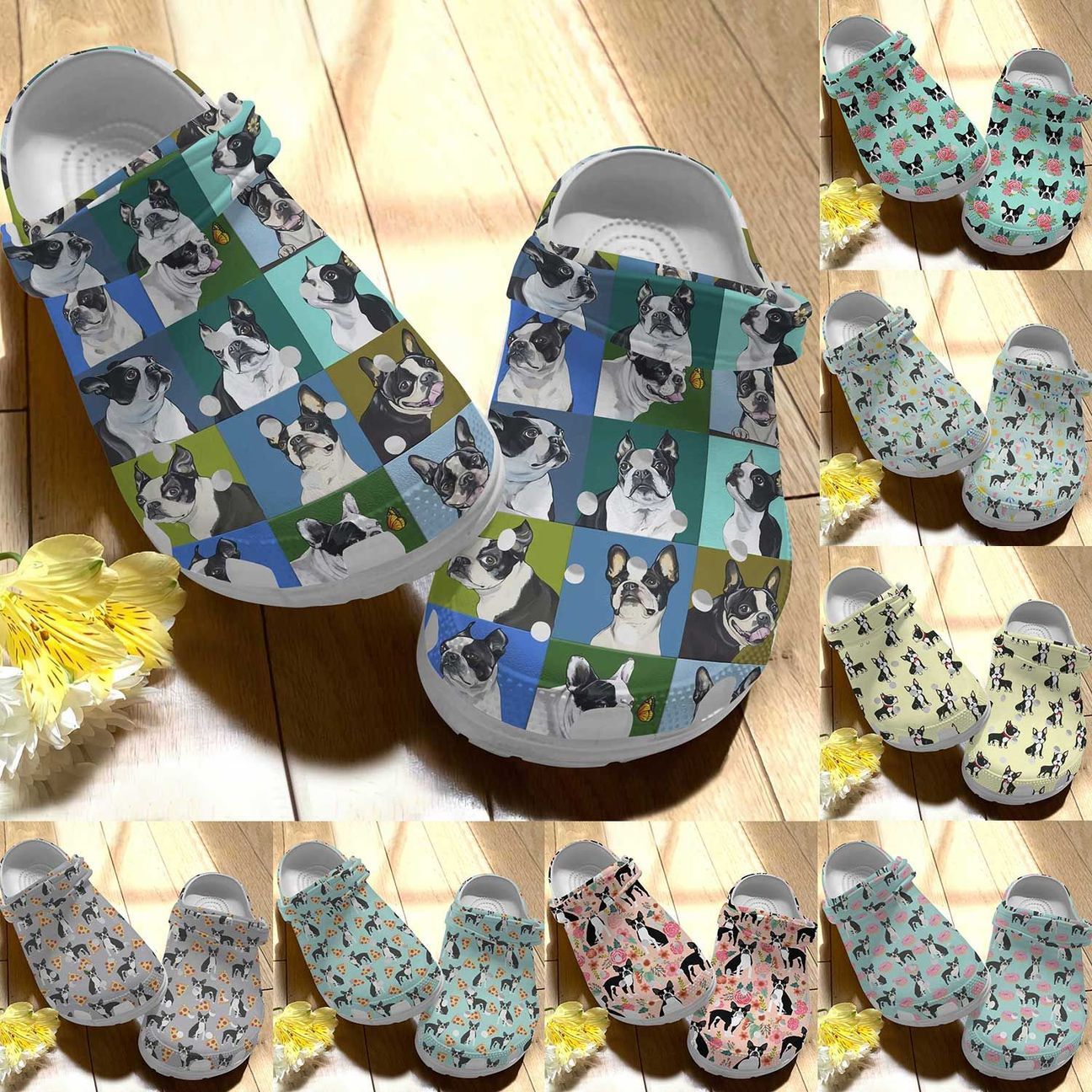 Dog Personalized Clog, Custom Name, Text Lovely Boston Terrier Fabric, Fashion Style For Women, Men, Kid, Print 3D