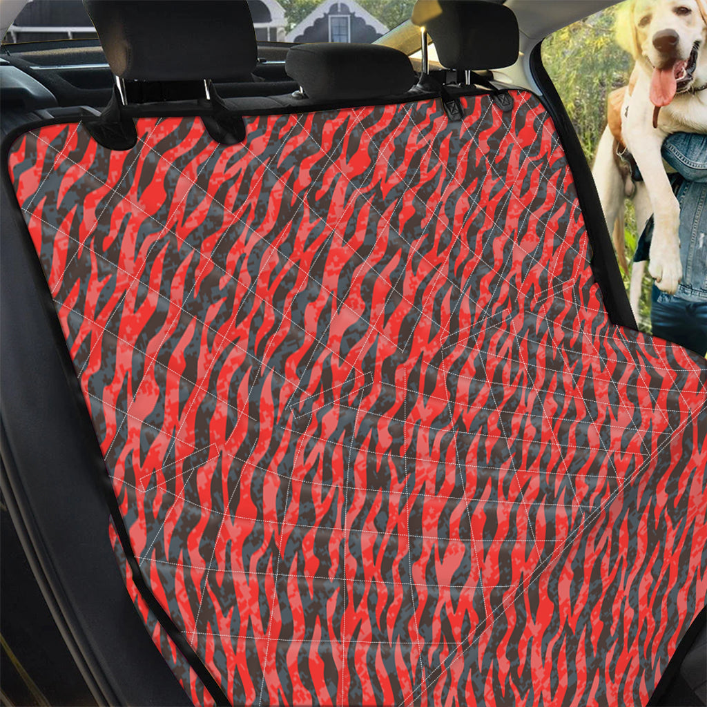 Black And Red Tiger Stripe Camo Print Pet Car Back Seat Cover