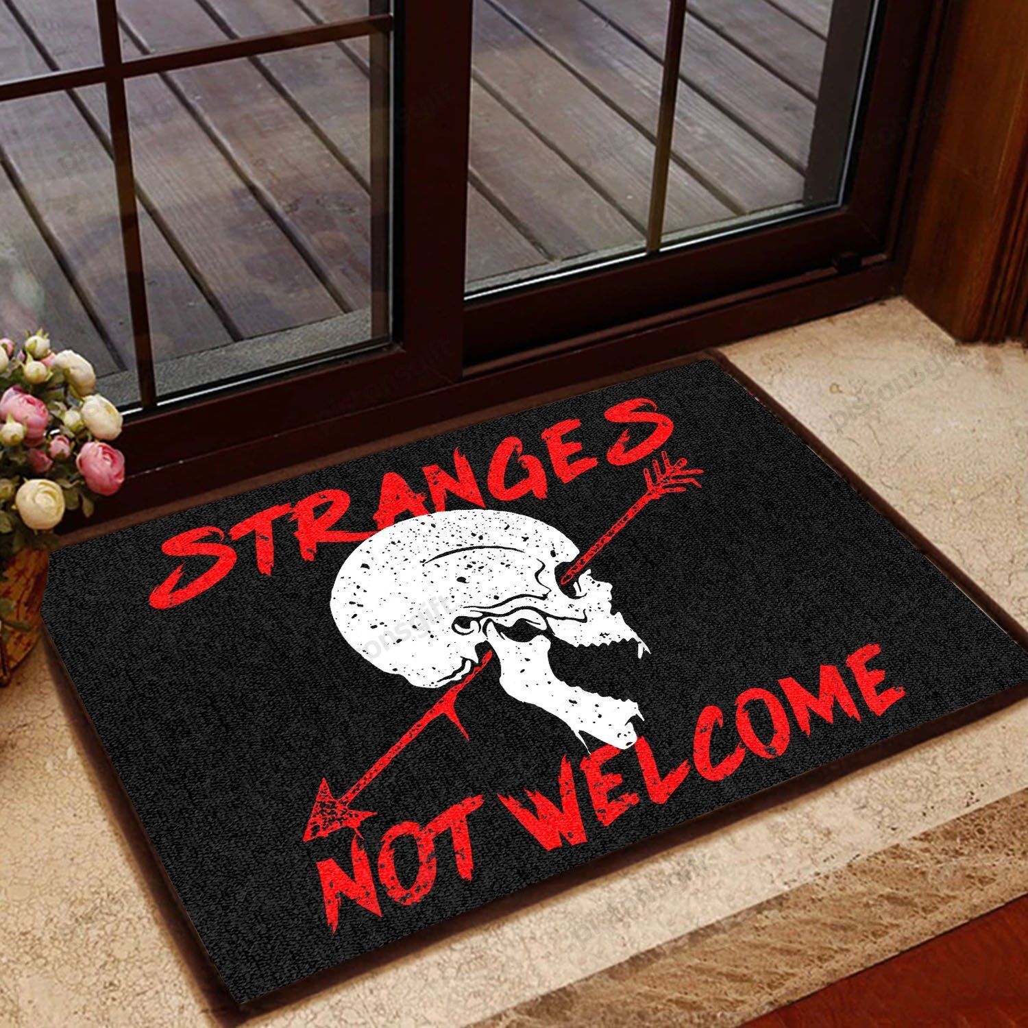 Strangers Not Welcome All Over Printing Doormat