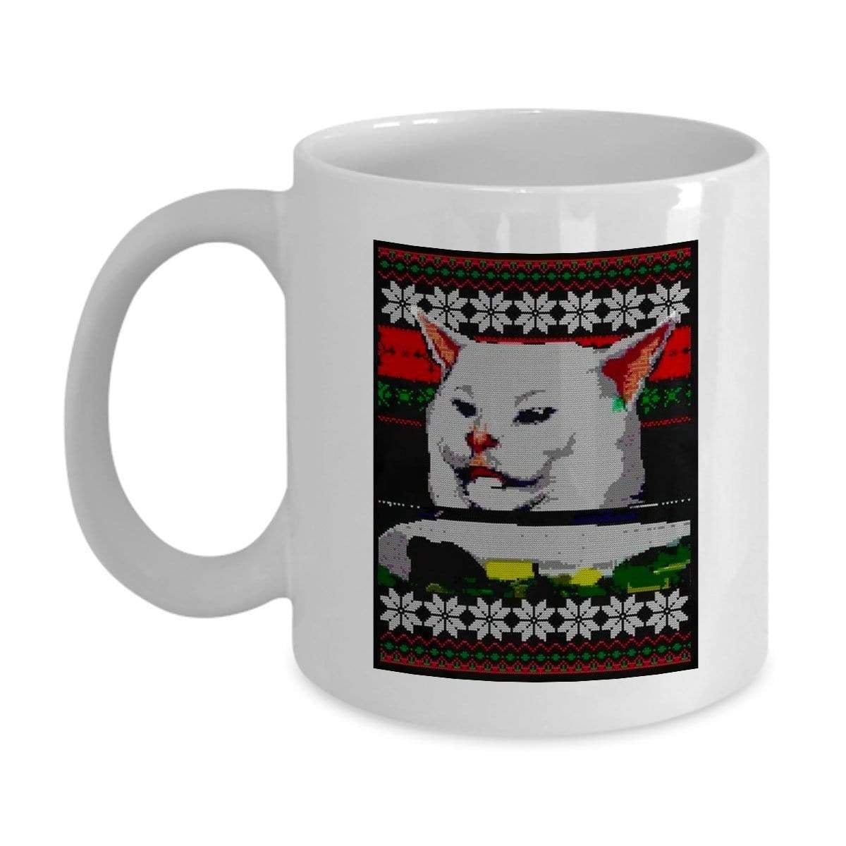 Woman Yelling At A Cat Ugly Christmas Mug