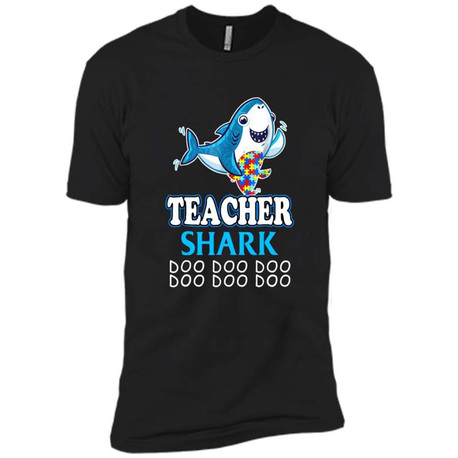 Autism Teacher Shark Funny Proud Appreciation Day Gift – Canvas Unisex USA Shirt