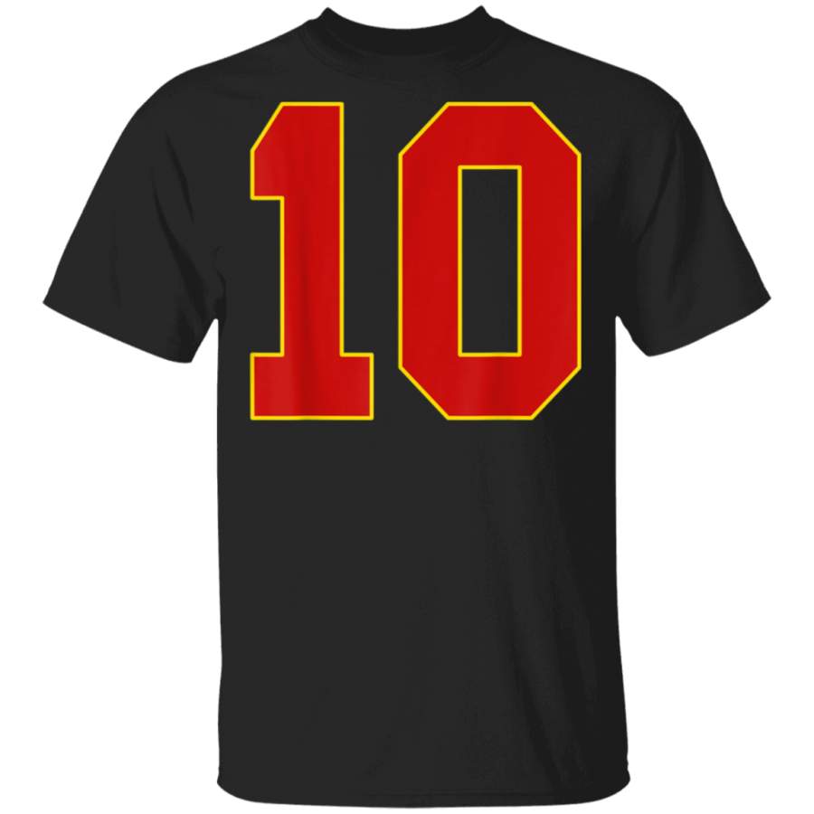 Red Number Ten 10 Tshirt  Kansas City Football TShirt