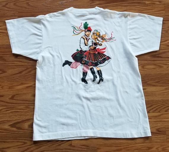 Best Fruit of the Loom Vintage 90 s Ethnic Dancers T shirt Large 50 50 Blend