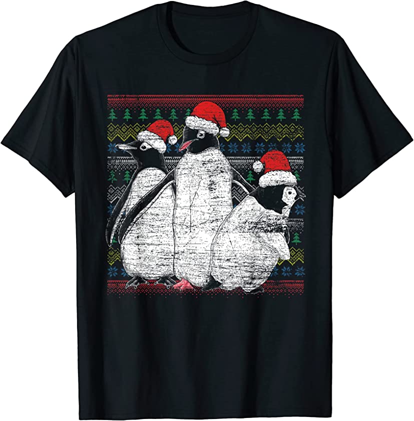 Ugly Christmas Antarctica Animal Lover Merry Xmas Penguin T-Shirt