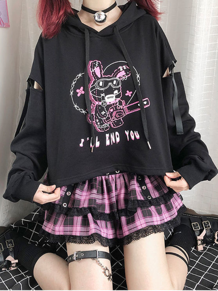 Spring/Summer 2022 New Women’s College Style Dark Hooded Short Hoodie Tiered Kawaii Skirts Sets Y2k Mini Skirt Tow-piece Suit alx