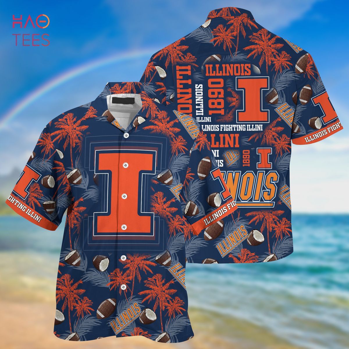 NCCA Illinois Fighting Illini Coconut Blue Orange Hawaiian Shirt