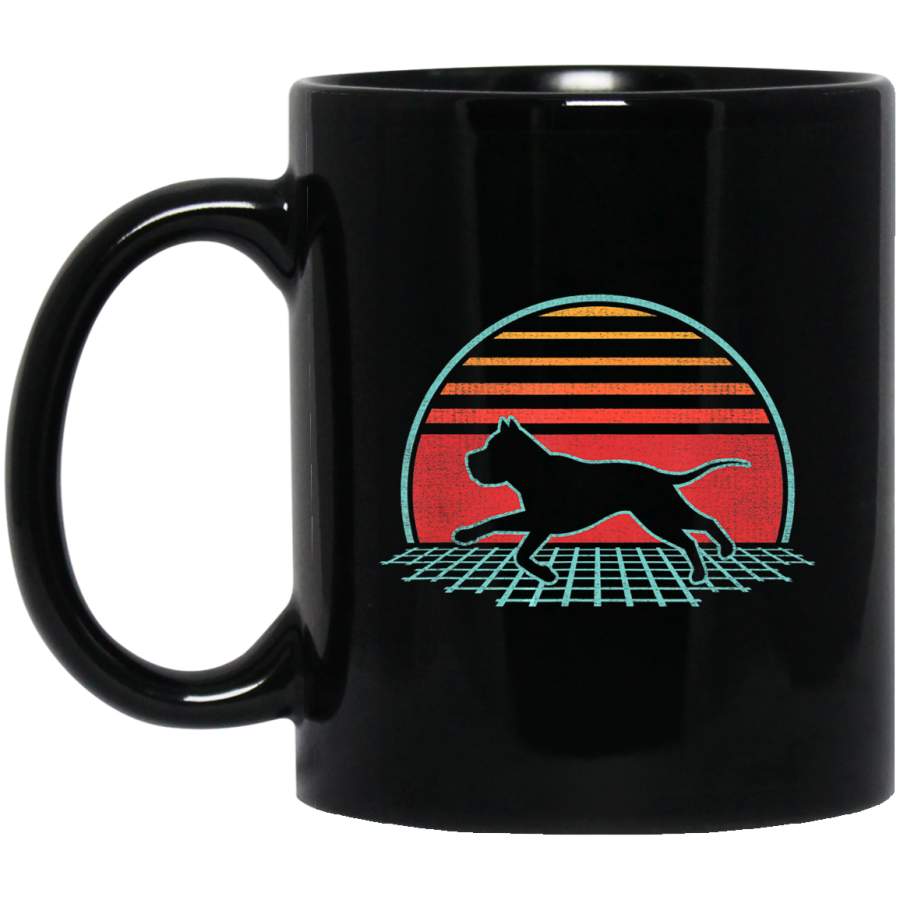 Pitbull Dog Retro Vintage 80s Style Animal Lover Gift Coffee Mug