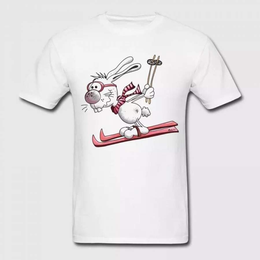 New Fashion Mens Tshirt Ski Rabbit Cartoon Print Tshirt