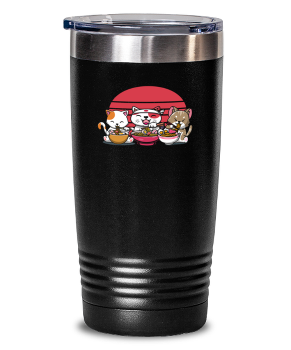 20 Oz Tumbler Stainless Steel Insulated Funny Cat Ramen Noodles