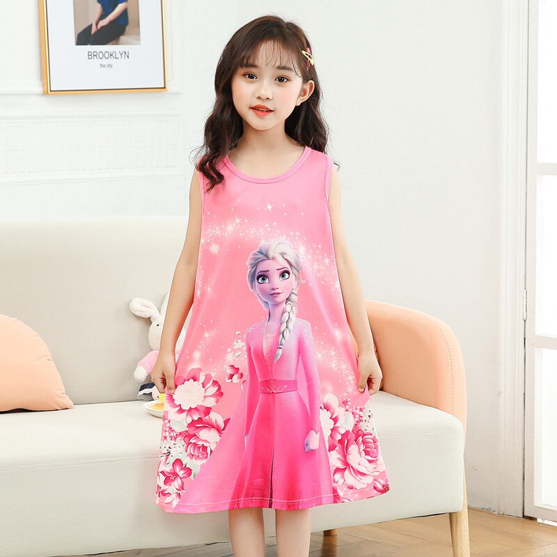 Anna Elsa Dress Girls Nightdress Clothes soft comfortable Pajamas Children’s Clothing Summer Pajamas Dress Kids Family Wear alx