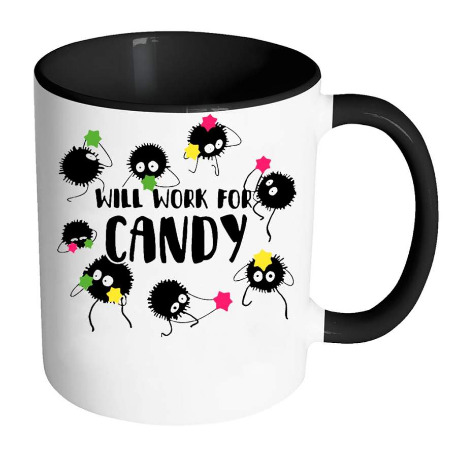 Will Work For Candy, Totoro Funny W – Full-Wrap Coffee Colors Accent Mug