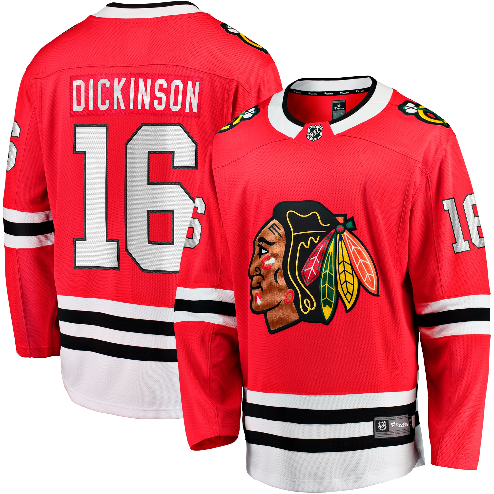 Men's Chicago Blackhawks Jason Dickinson Red Home Breakaway Jersey