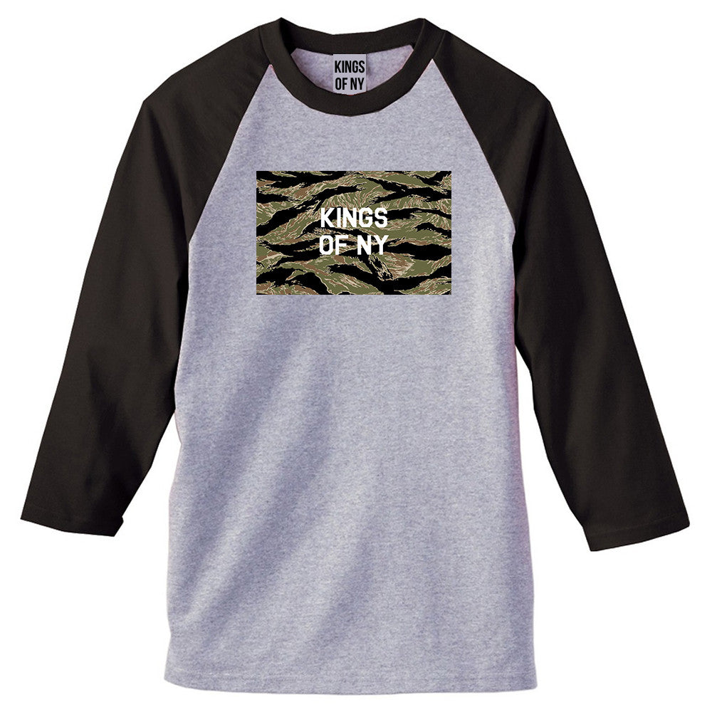 Tiger Stripe Camo Army 3/4 Sleeve Raglan T-Shirt