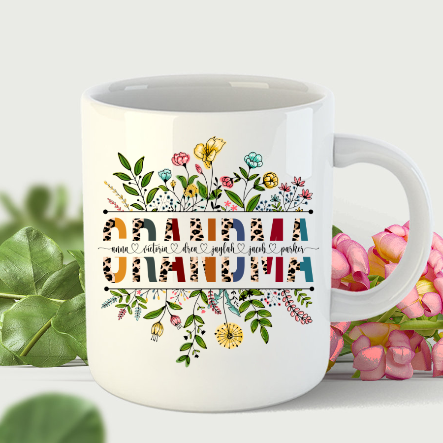 Personalized Wildflowers Grandma Nana Mimi Gigi Shirt Leopard Colorful Mothers Day Shirt Lx109F Mug