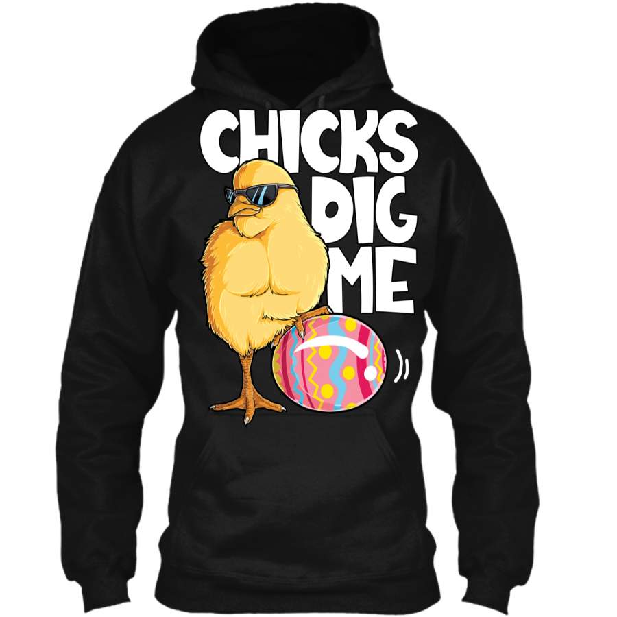 Chicks Dig Me T shirt Boys Kids Easter Bunny Ears Egg Men Pullover Hoodie 8 oz