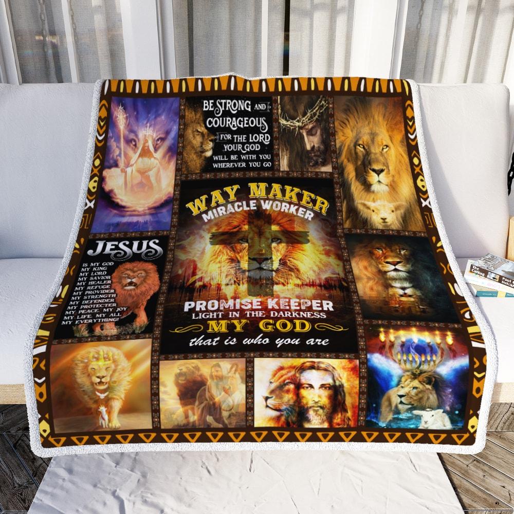 Viticstore™  Jesus Way Maker Miracle Worker, Lion – size large ultra-soft fleece blanket for Jesus lovers