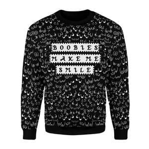 Boobies Make Me Smile Ugly Christmas Sweater | For Men & Women | Adult | Us3551