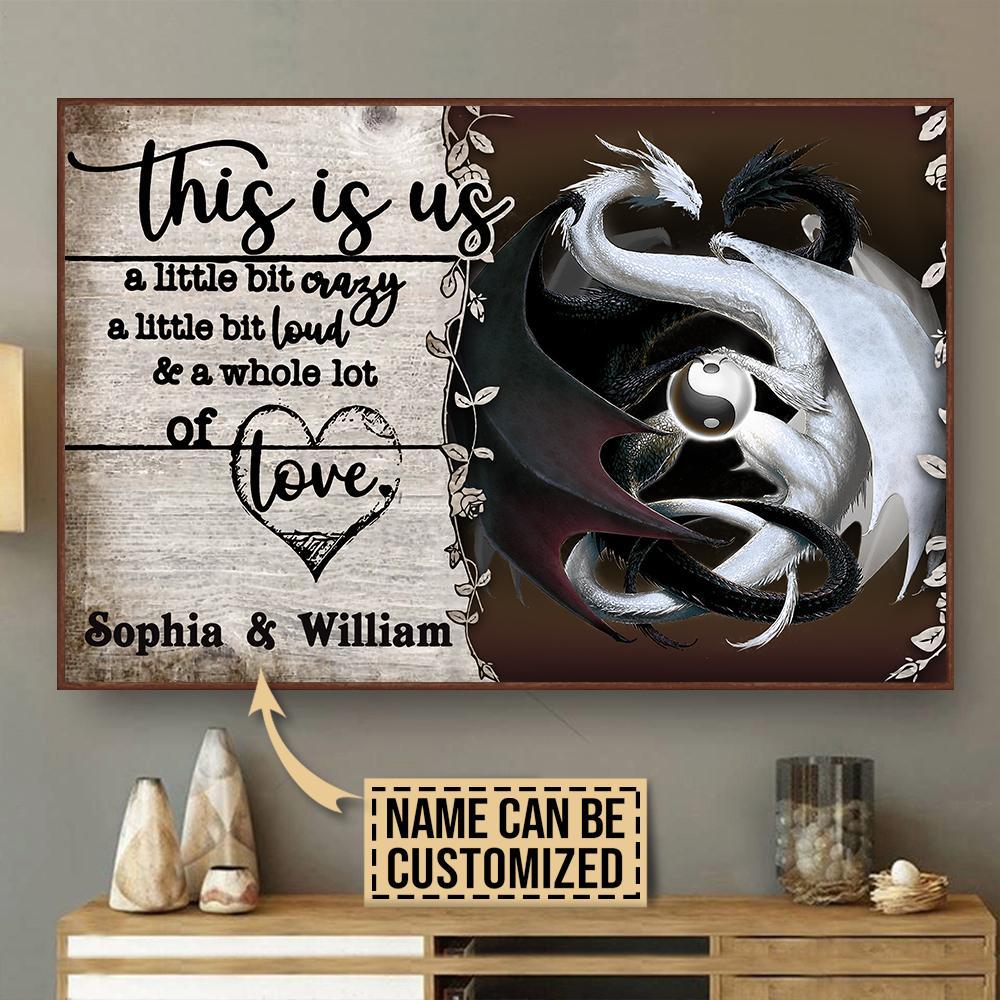 Aeticon Gifts Personalized Dragon Yin Yang A Little Bit Of Canvas Mom Dad Gift Home Decor