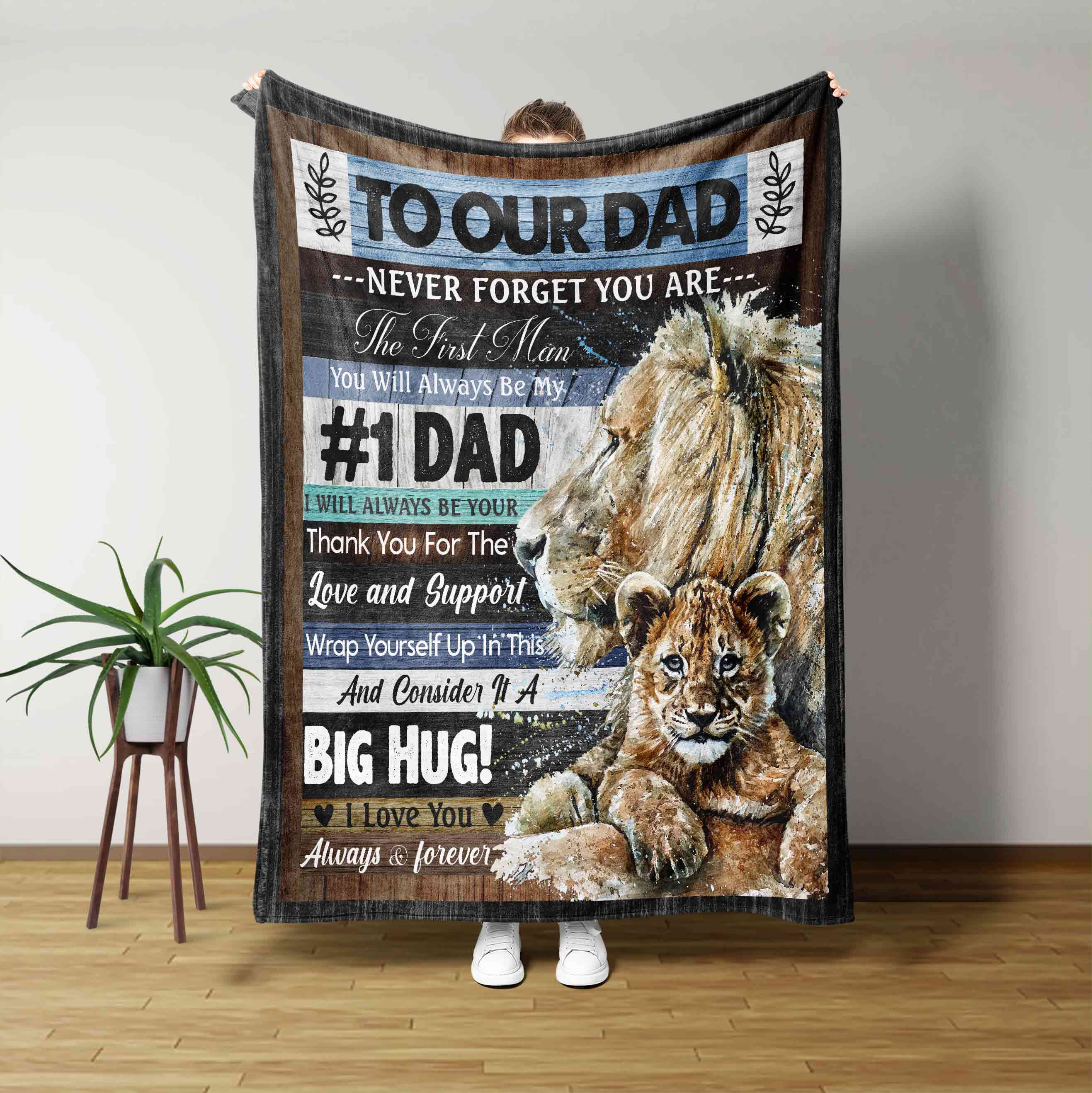 To Our Dad Blanket, Lion Blanket, Blanket For Dad, Gift Blanket, Custom Name Blanket