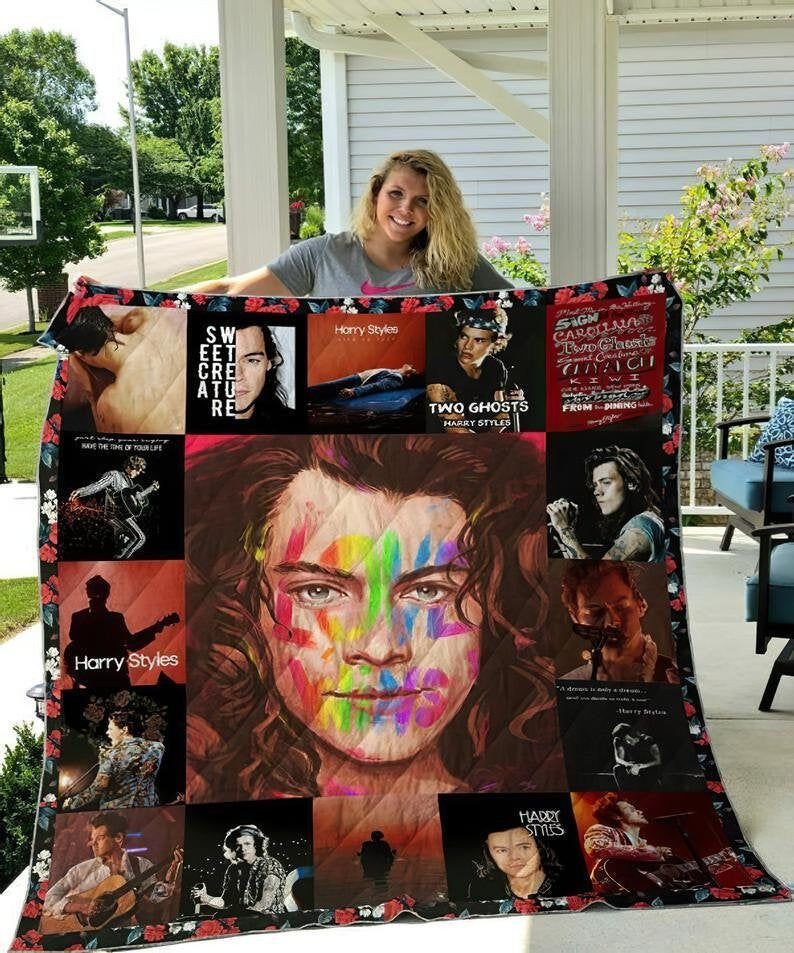 Harry Styles Singer Fan Gift Idea Quilt Blanket