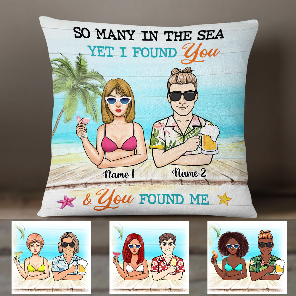 Personalized Summer Beach Couple Pillow Jn152 87O58 (Insert Included)