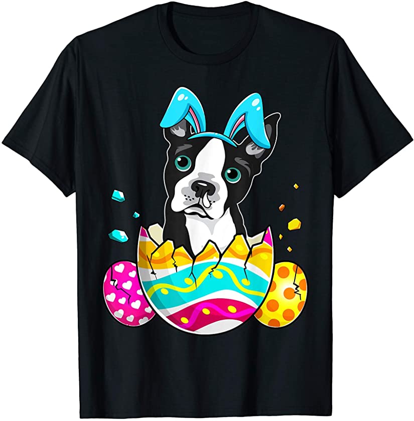 Boston Terrier Bunny Ears Easter Day Gift Mens Womens Kids T-Shirt