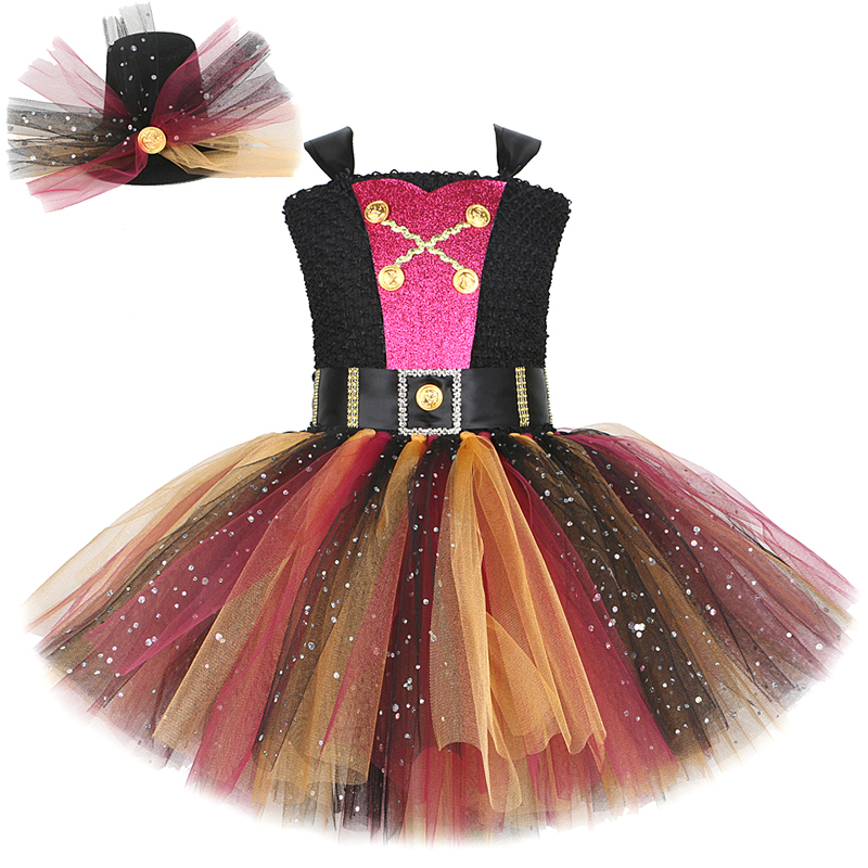 Sparkly Pirate Tutu Dress for Girls Christmas Halloween Costume for Kids Carnival Party Outfit Children Birthday Dresses Clothes alx