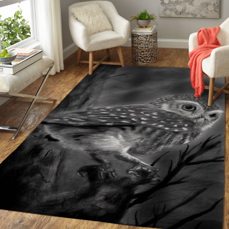 Small owl watching for prey… – Animals Area Rug Carpet