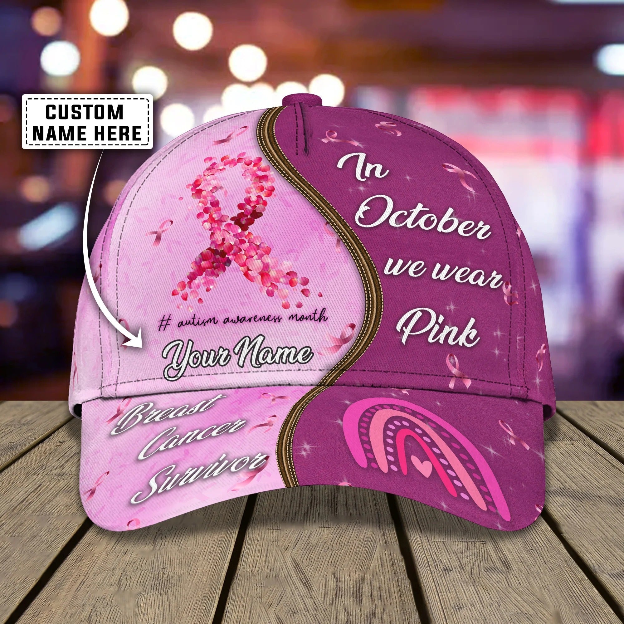 Breast Cancer Awareness 3D Print Classic Cap, Baseball Cap Gift Breast Cancer Patient