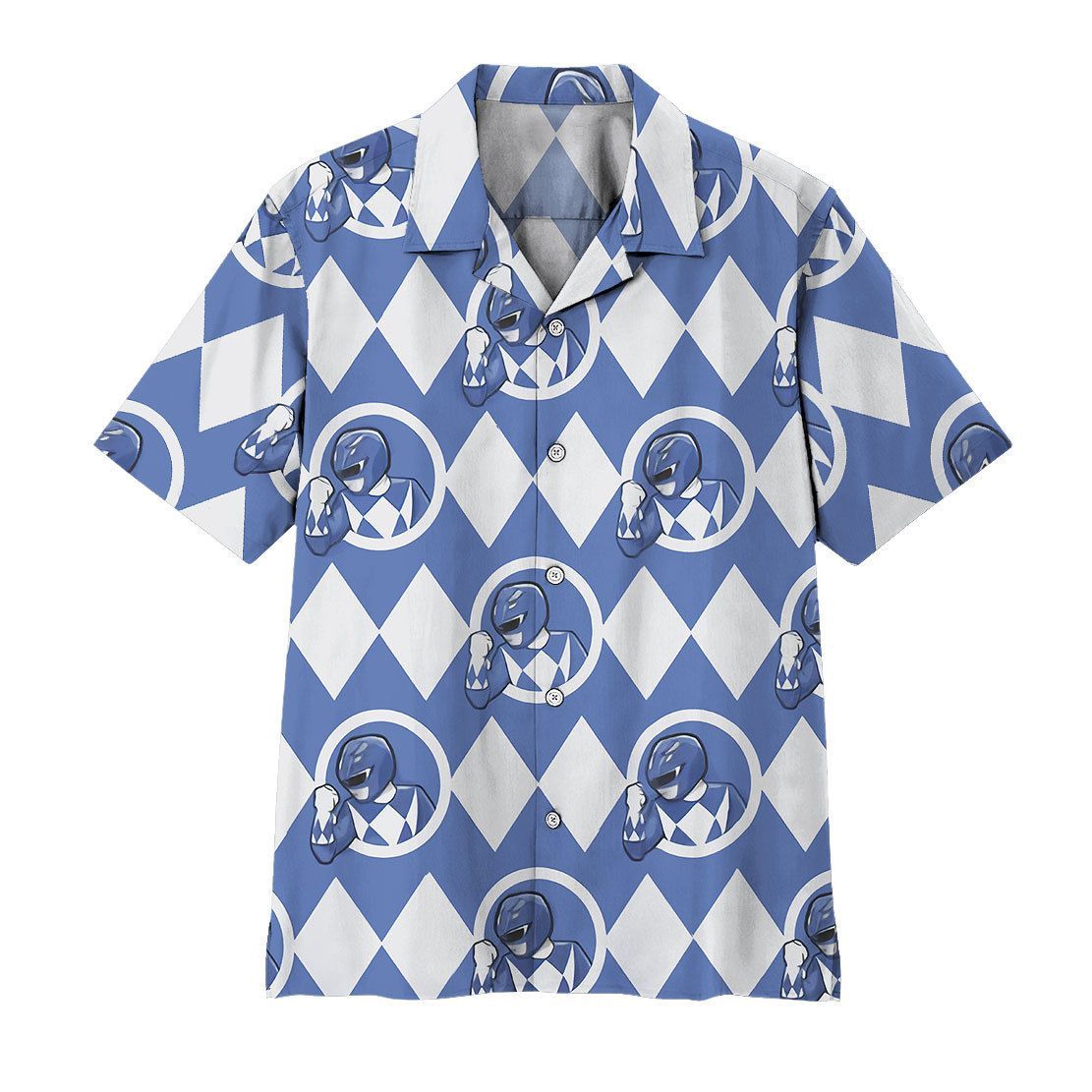 Gearhumans Gearhuman Mighty Morphin Power Rangers Blue Ranger Hawaiian Shirt Ha47157