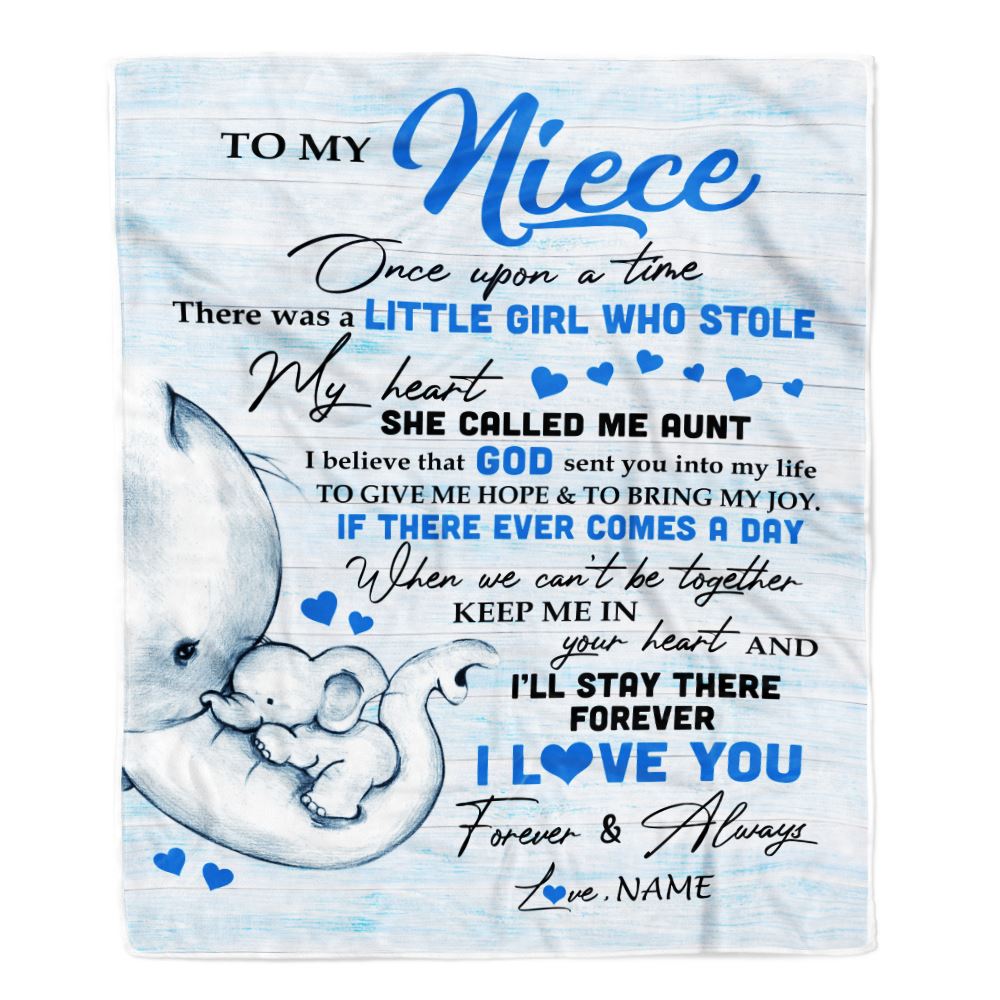 Personalized To My Niece Elephant Blanket From Aunt Auntie I’Ll Stay There Forever Niece Birthday Christmas Customized Bed Quilt Fleece Throw Blanket