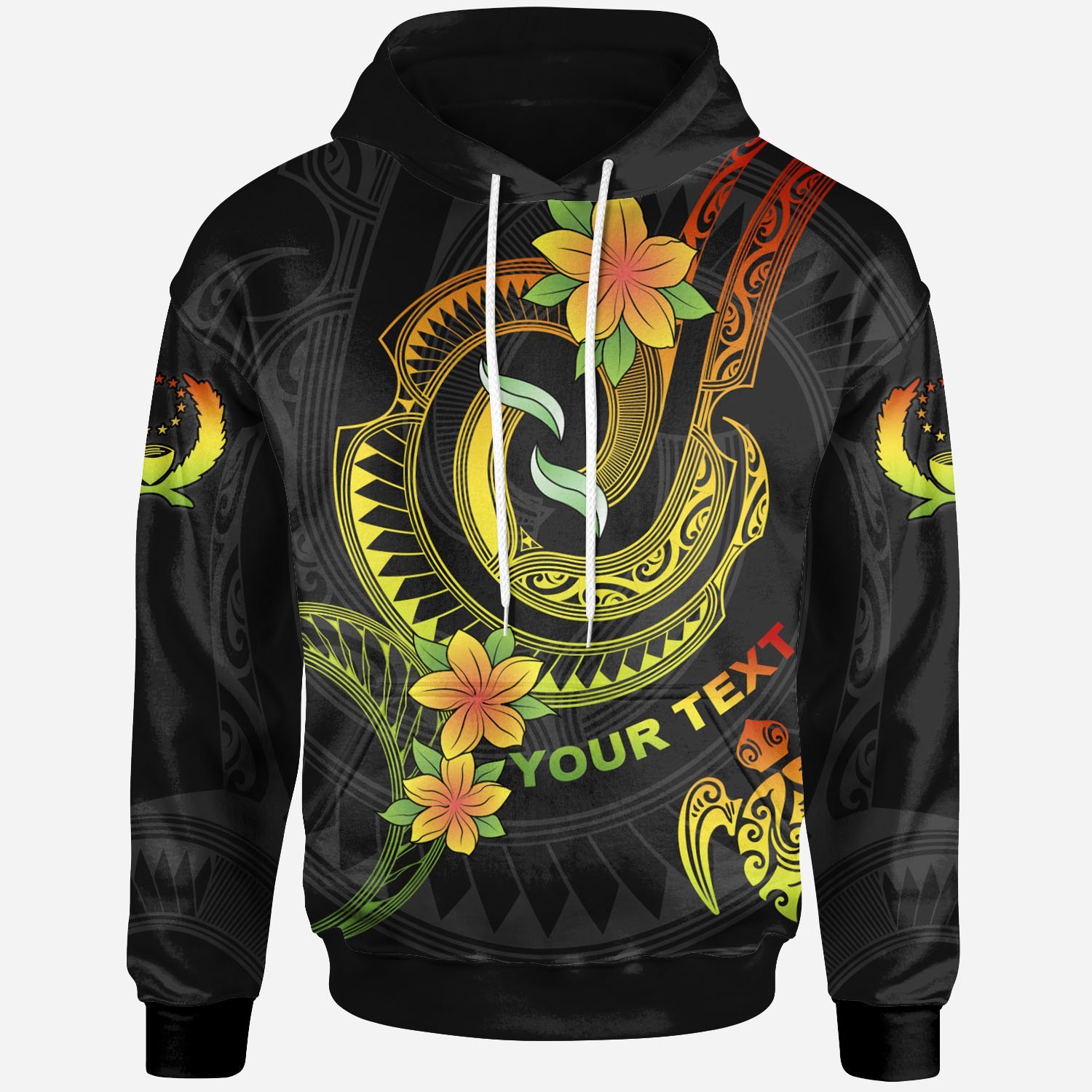 Pohnpei Custom Personalised Hoodie – Reggae Plumeria Flowers with Spiral Patterns – BN26