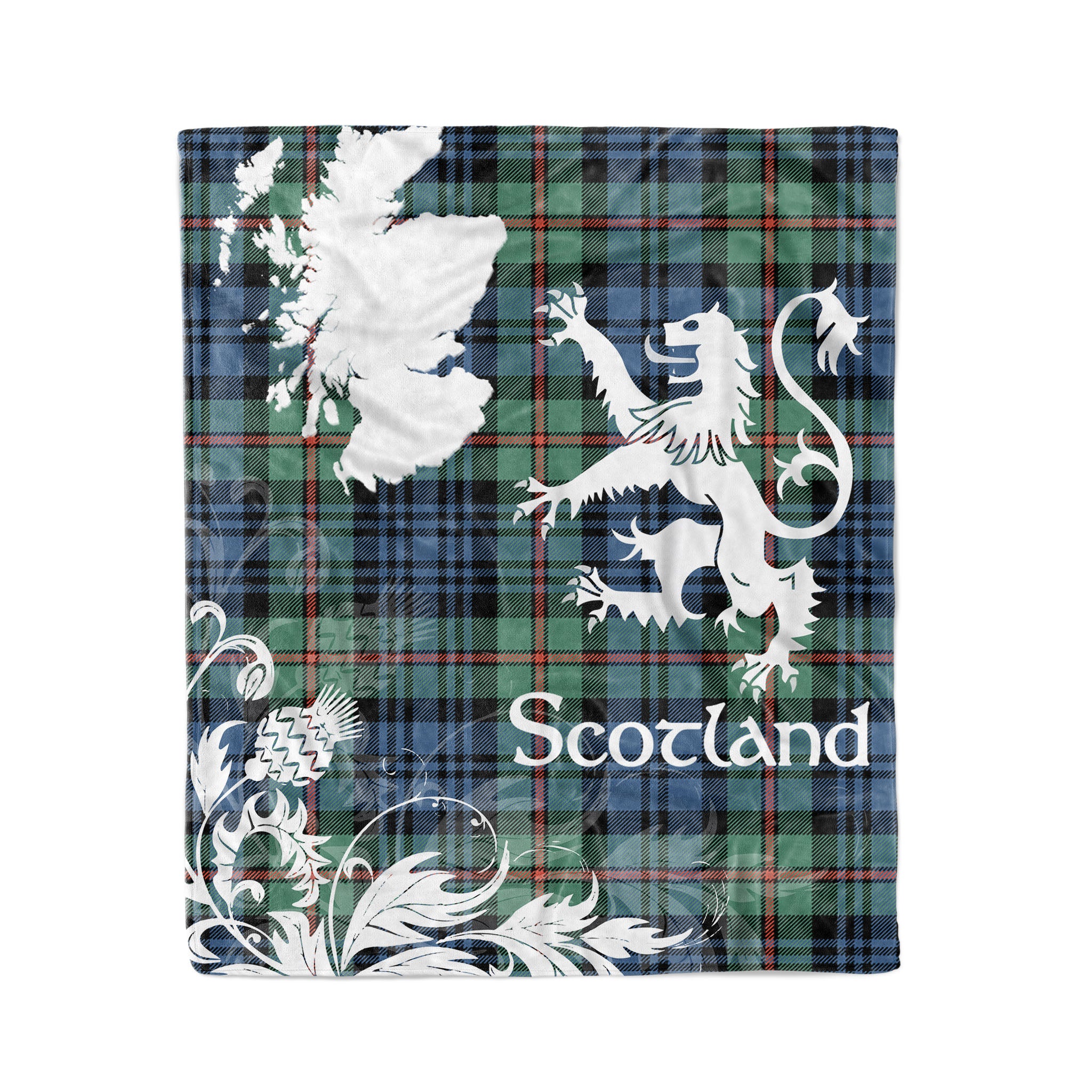 Tartan Plaid Fleece Blanket Tartan Blanket Thistle And Lion Scottish Clan Mackinlay Ancient Plaid Blanket