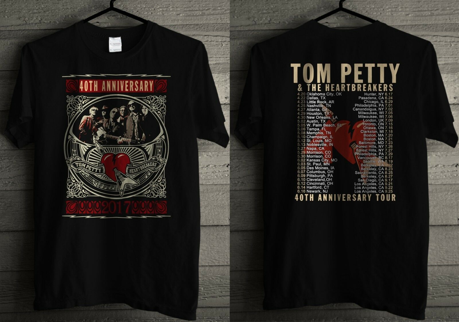 Tom Petty Men’S T- Shirt Black 40Th Anniversary Tour