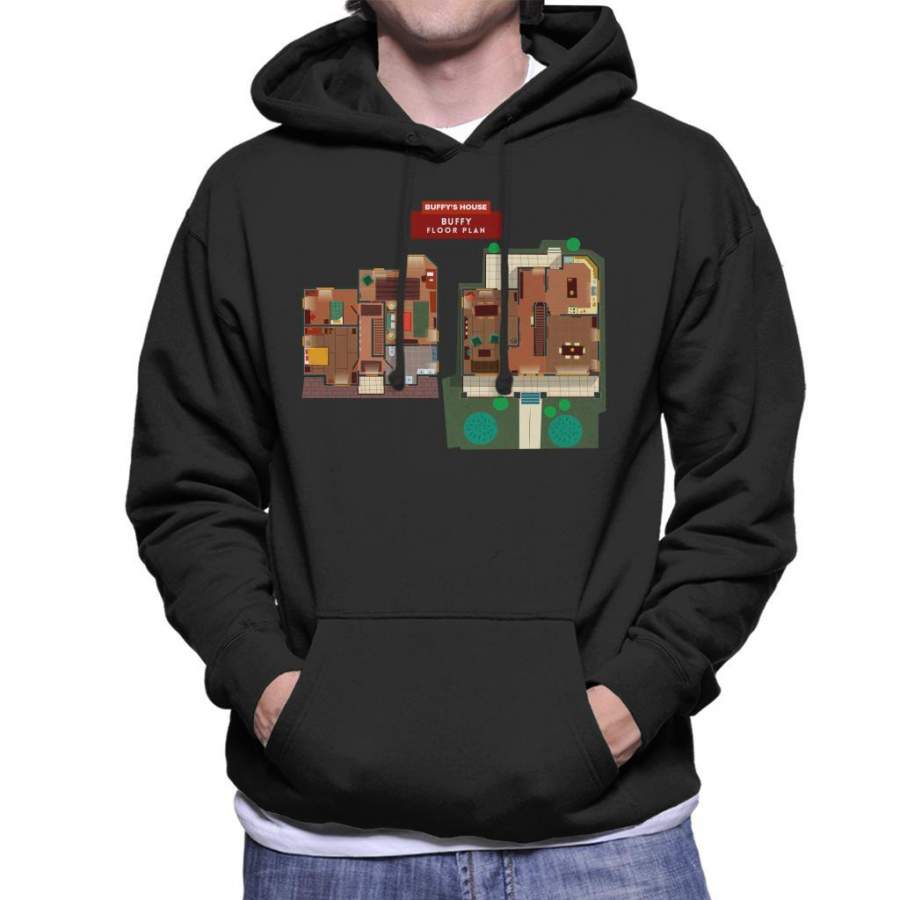 Buffy The Vampire Slayer House Floor Plan Men’s Hooded Sweatshirt