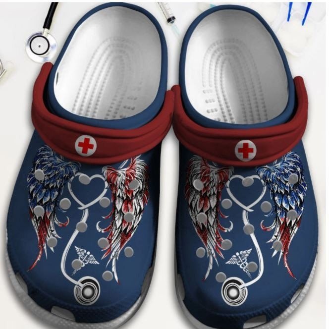 Angel Nurse Usa Shoes – Nurse Life Crocs Clog Independence Gift For ...
