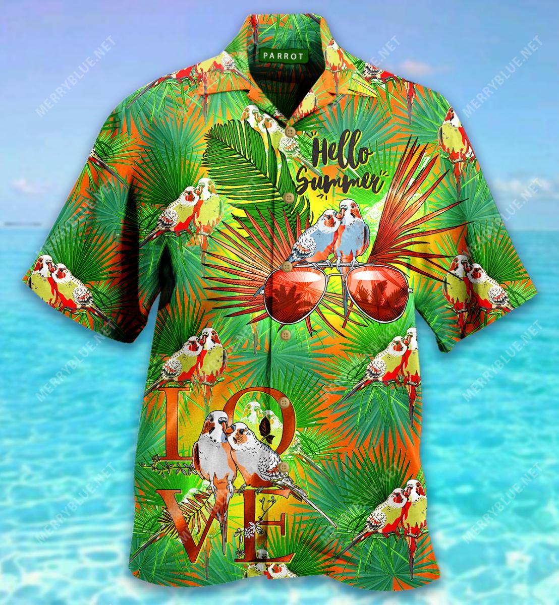 Tropical Parrot Couple Aloha Hawaiian Shirt Colorful Short Sleeve Summer Beach Casual Shirt For Men And Women