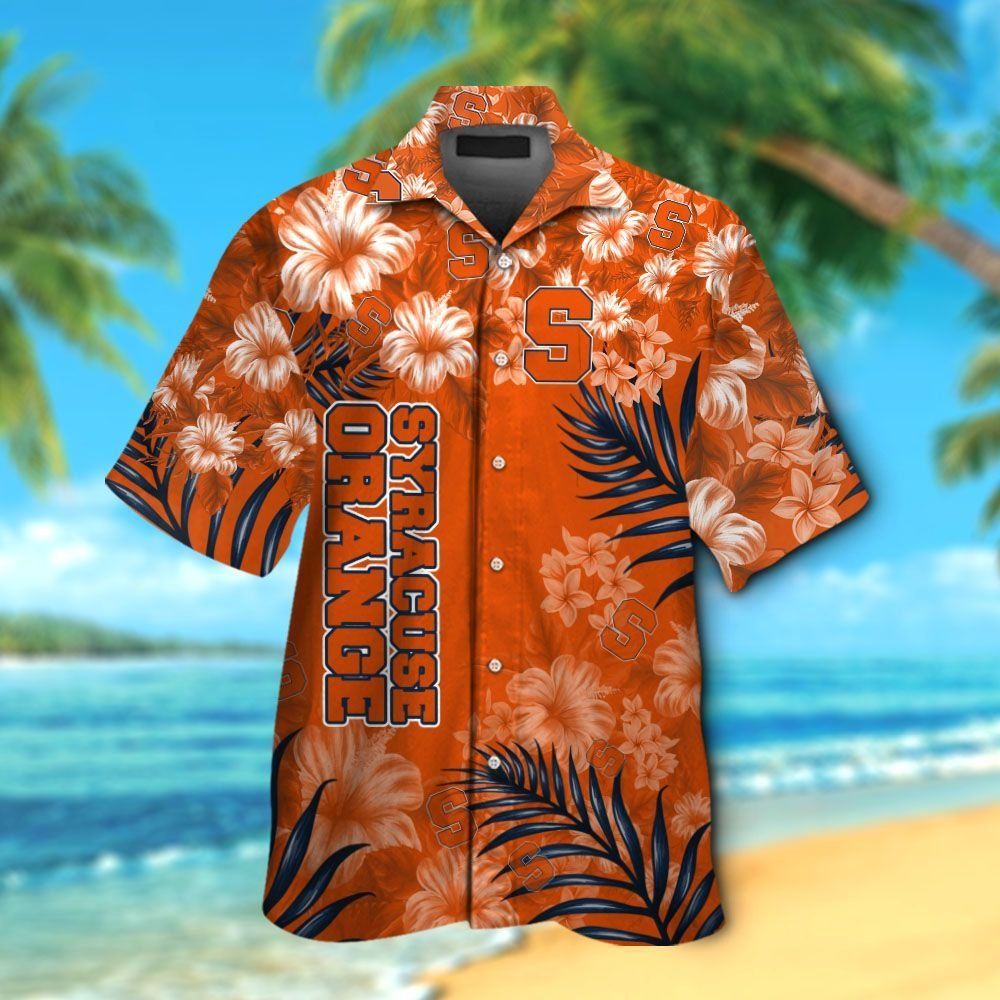 Syracuse Orange Short Sleeve Button Up Tropical Shirt Hawaiian Shirt