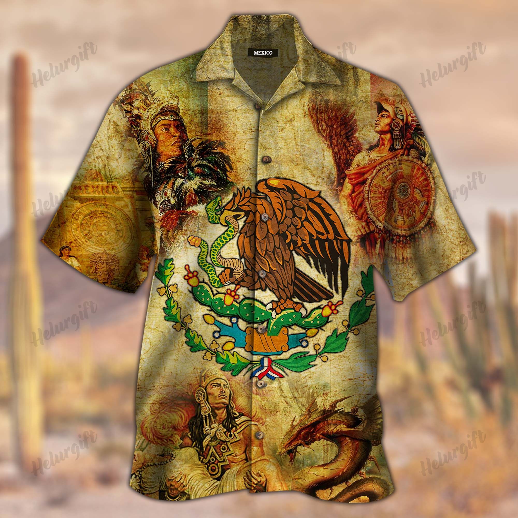 Aztec Hawaiian Aloha Short Sleeve Shirt Ha68972