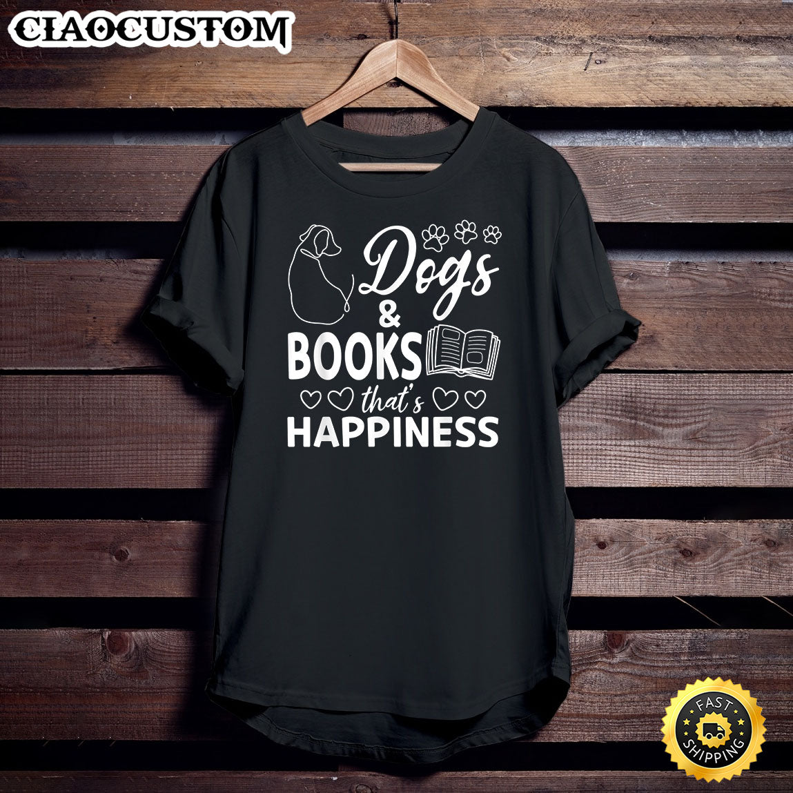 Book Reading Books Dog Lover – Dogs & Books That’S Happiness T-Shirt – Tshirt For Book Lovers