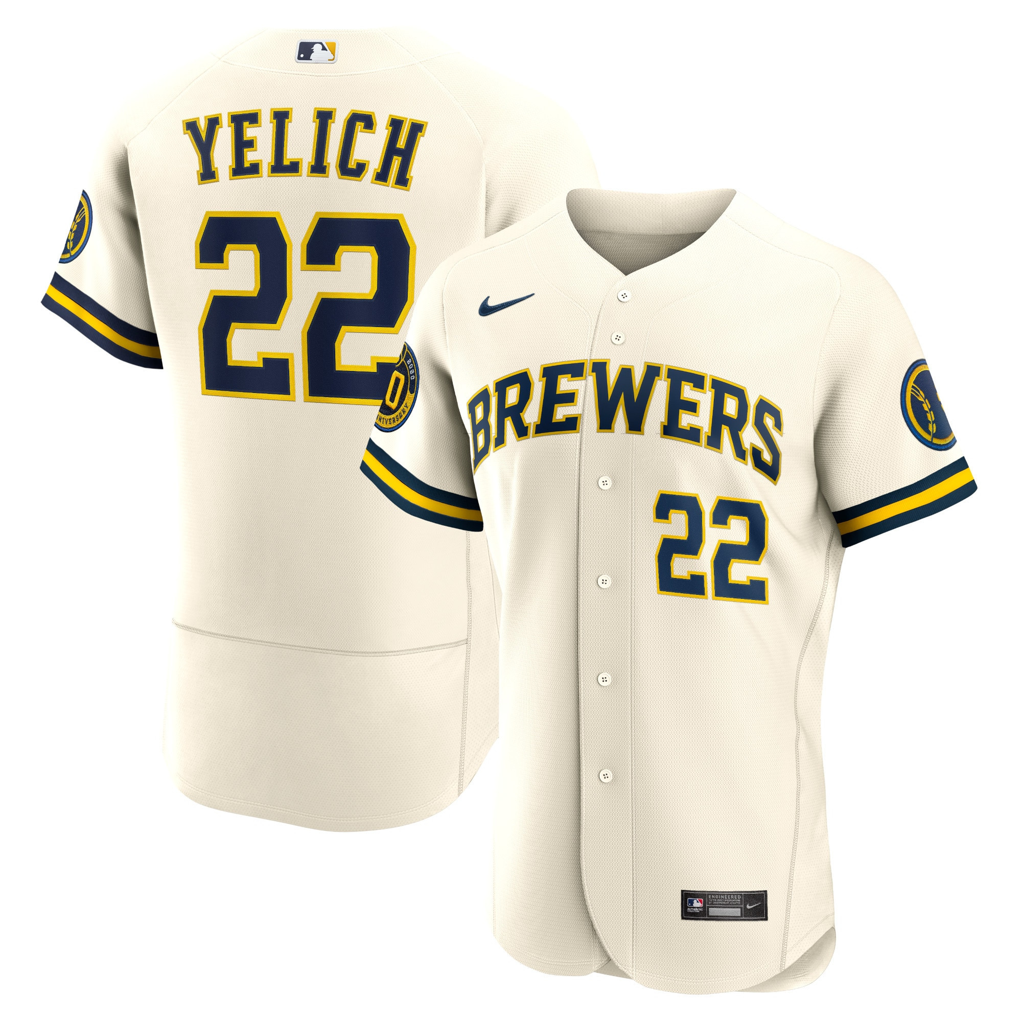 Christian Yelich Milwaukee Brewers Home Authentic Player Jersey – Cream MLB